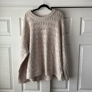 Old Navy Cream Open-Knit Crew Neck Sweater